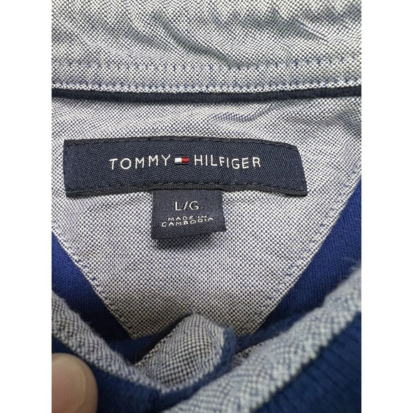 Tommy Hilfiger Men's TH Lux Interlock Blue Custom Fit Polo Shirt Size: L - Picture 4 of 11